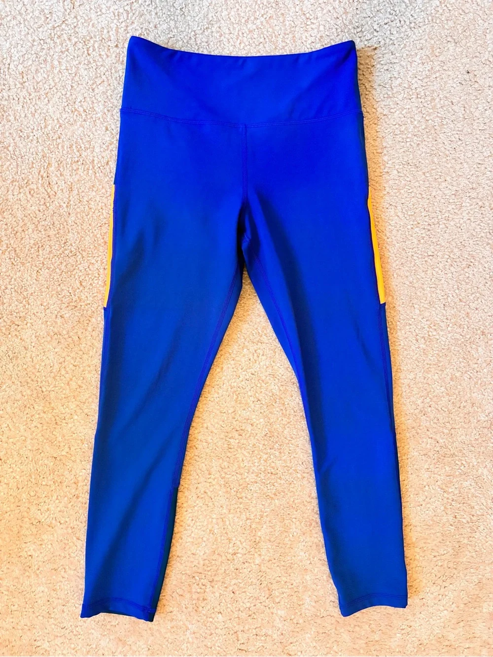 ZYIA Neon Orange Curve Pocket Light n Tight Hi-Rise 7/8 24” Sz 6-8 Royal Blue